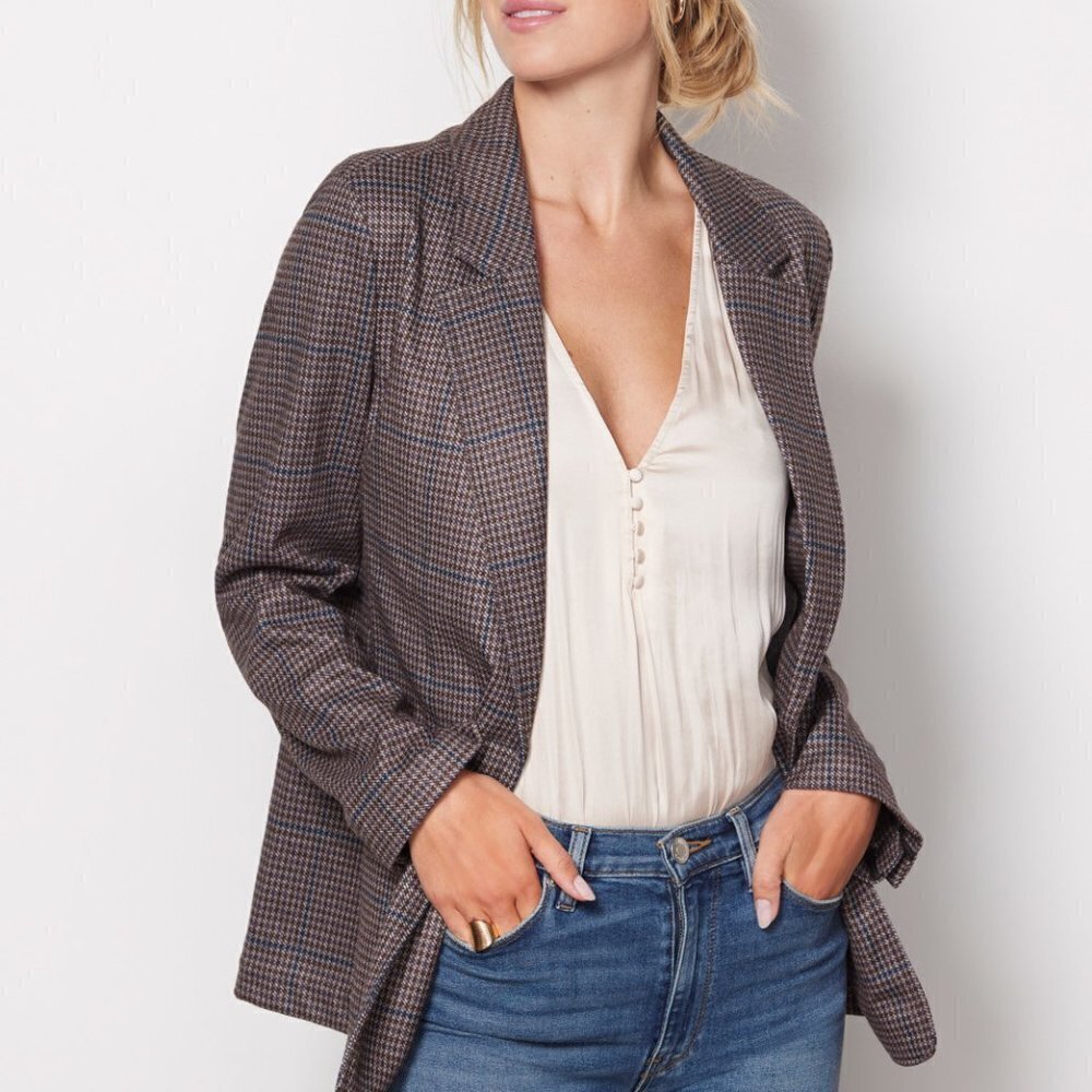 Sanctuary Plaid Blazer‎ Black Red Size XS